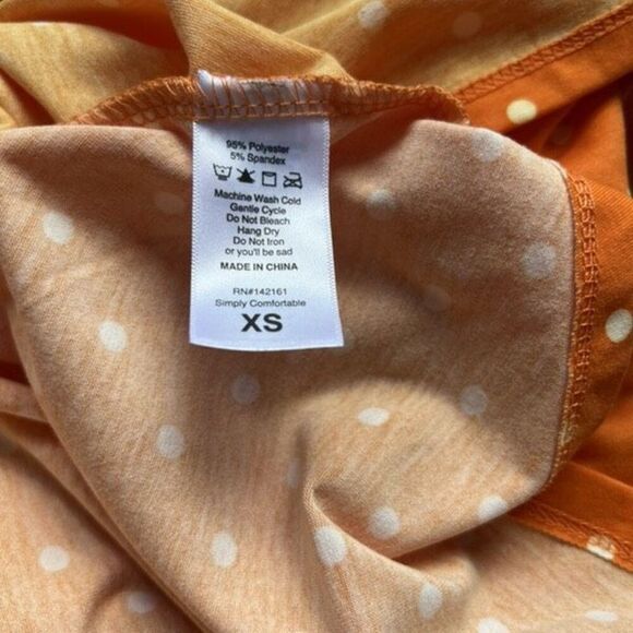 LulaRoe‎ Jessie Swing Dress Size XS Orange Polka Dot Side Pockets New Comfort - Picture 9 of 10